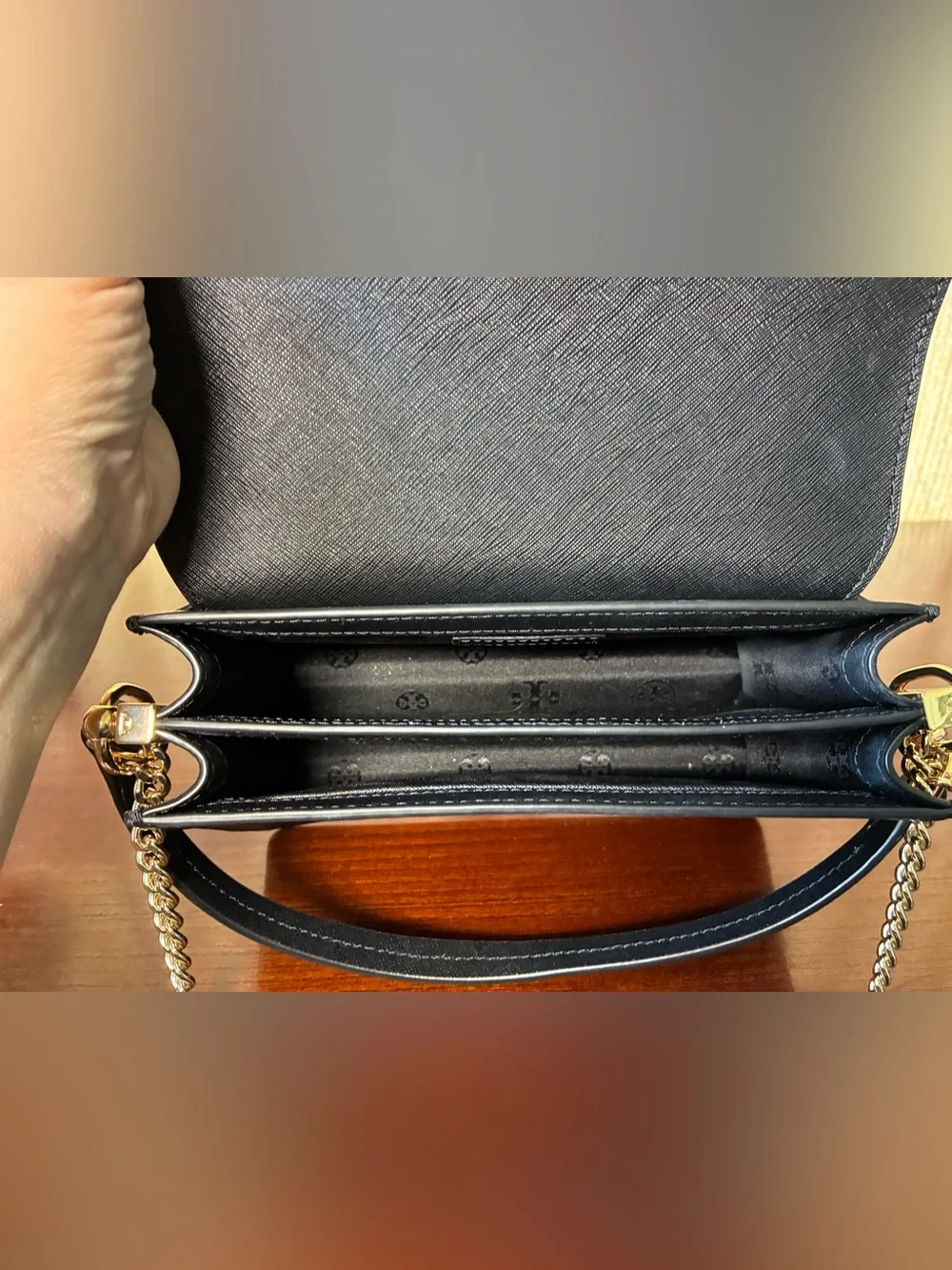Tory Burch Black Crossbody Bag with Gold Logo